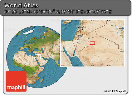 Satellite Location Map of the Area around 30° 42' 29" N, 38° 19' 30" E