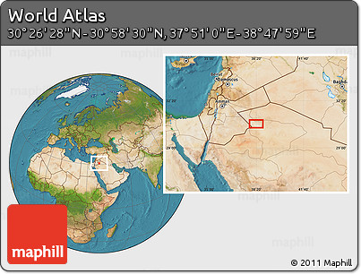 Satellite Location Map of the Area around 30° 42' 29" N, 38° 19' 30" E