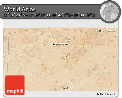 Satellite 3D Map of the Area around 30° 42' 29" N, 39° 10' 29" E