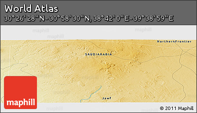 Physical Panoramic Map of the Area around 30° 42' 29" N, 39° 10' 29" E