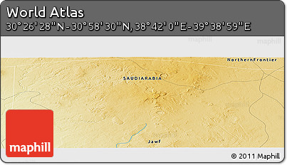 Physical Panoramic Map of the Area around 30° 42' 29" N, 39° 10' 29" E