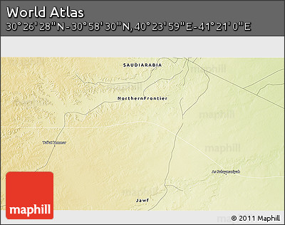Physical 3D Map of the Area around 30° 42' 29" N, 40° 52' 30" E