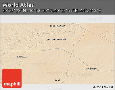 Satellite 3D Map of the Area around 30° 42' 29" N, 40° 52' 30" E