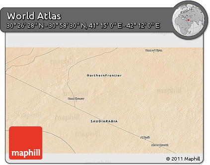 Satellite 3D Map of the Area around 30° 42' 29" N, 41° 43' 30" E