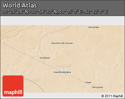 Satellite 3D Map of the Area around 30° 42' 29" N, 41° 43' 30" E