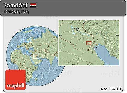 Savanna Style Location Map of Ḩamdānī, hill shading