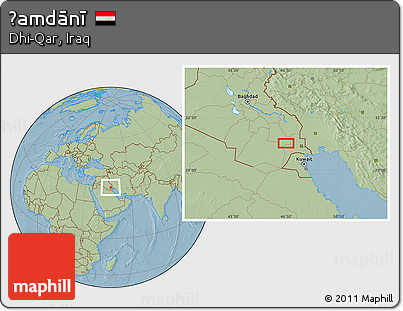 Savanna Style Location Map of Ḩamdānī, hill shading