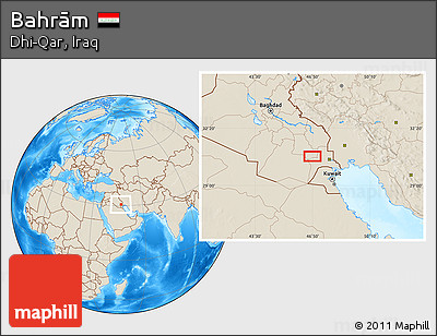Shaded Relief Location Map of Bahrām