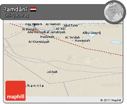 Shaded Relief Panoramic Map of Ḩamdānī