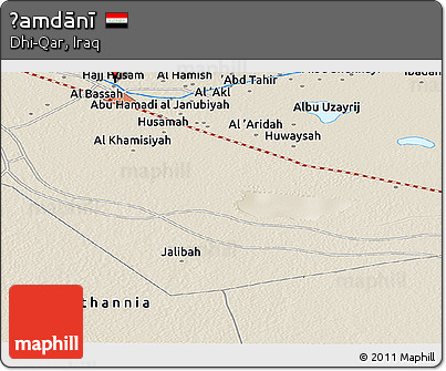 Shaded Relief Panoramic Map of Ḩamdānī