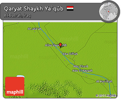 Physical 3D Map of Qaryat Shaykh Ya`qūb