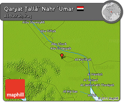 Physical 3D Map of Qaryat Ţallā` Nahr `Umar