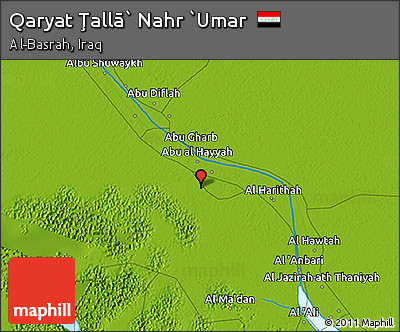 Physical 3D Map of Qaryat Ţallā` Nahr `Umar