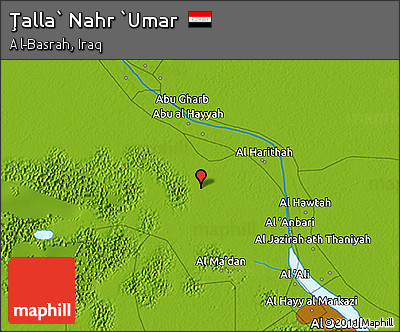 Physical 3D Map of Ţalla` Nahr `Umar