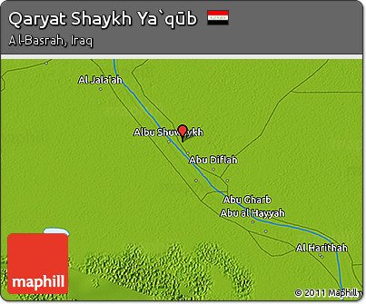 Physical 3D Map of Qaryat Shaykh Ya`qūb