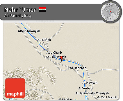Shaded Relief 3D Map of Nahr `Umar