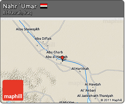 Shaded Relief 3D Map of Nahr `Umar