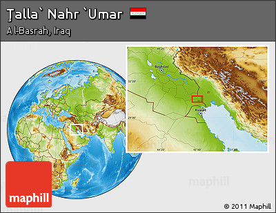Physical Location Map of Ţalla` Nahr `Umar
