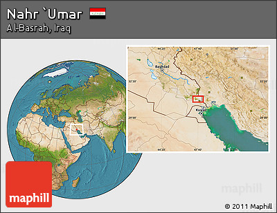 Satellite Location Map of Nahr `Umar