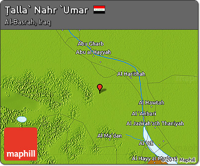 Physical Map of Ţalla` Nahr `Umar