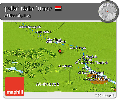 Physical Panoramic Map of Ţalla` Nahr `Umar