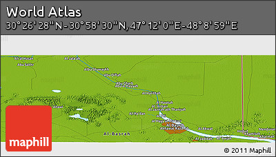 Physical Panoramic Map of the Area around 30° 42' 29" N, 47° 40' 29" E
