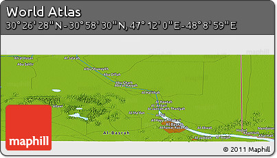 Physical Panoramic Map of the Area around 30° 42' 29" N, 47° 40' 29" E