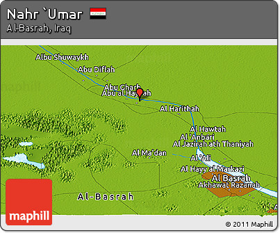 Physical Panoramic Map of Nahr `Umar