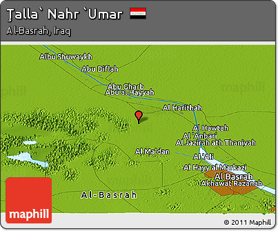 Physical Panoramic Map of Ţalla` Nahr `Umar