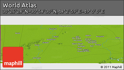 Physical Panoramic Map of the Area around 30° 42' 29" N, 48° 31' 29" E