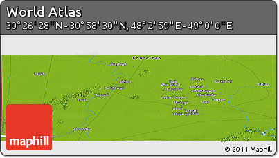 Physical Panoramic Map of the Area around 30° 42' 29" N, 48° 31' 29" E