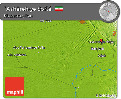 Physical 3D Map of `Ashāreh-ye Soflá