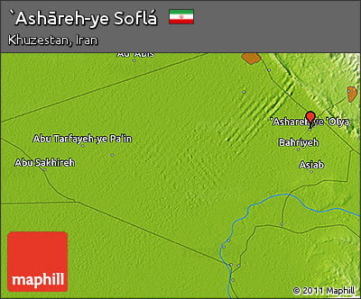 Physical 3D Map of `Ashāreh-ye Soflá