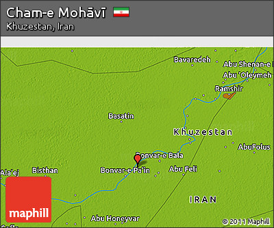 Physical 3D Map of Cham-e Mohāvī