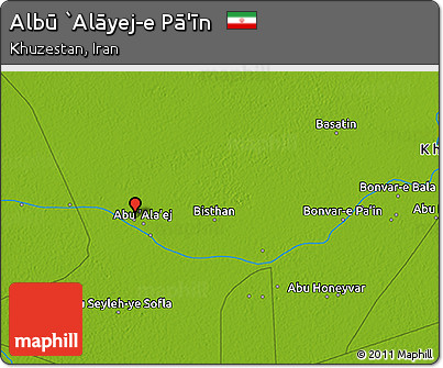 Physical 3D Map of Albū `Alāyej-e Pā'īn