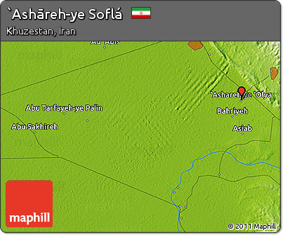 Physical 3D Map of `Ashāreh-ye Soflá