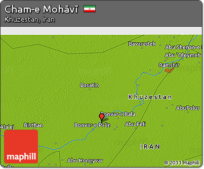 Physical 3D Map of Cham-e Mohāvī