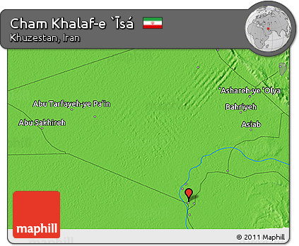 Political 3D Map of Cham Khalaf-e `Īsá