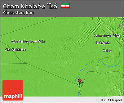 Political 3D Map of Cham Khalaf-e `Īsá
