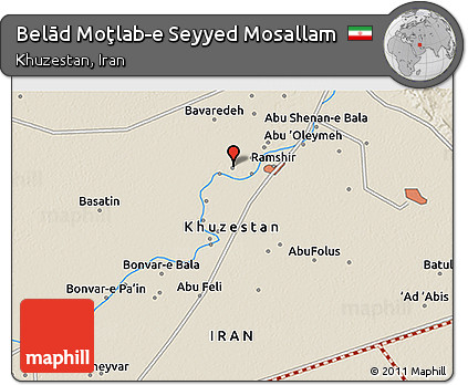 Shaded Relief 3D Map of Belād Moţlab-e Seyyed Mosallam