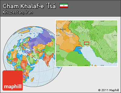 Political Location Map of Cham Khalaf-e `Īsá