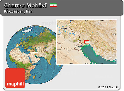 Satellite Location Map of Cham-e Mohāvī