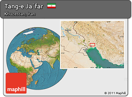 Satellite Location Map of Tang-e Ja`far