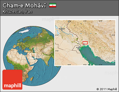 Satellite Location Map of Cham-e Mohāvī