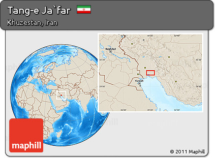 Shaded Relief Location Map of Tang-e Ja`far