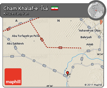 Shaded Relief Map of Cham Khalaf-e `Īsá