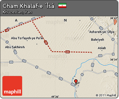 Shaded Relief Map of Cham Khalaf-e `Īsá