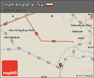 Shaded Relief Map of Cham Khalaf-e `Īsá