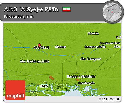 Physical Panoramic Map of Albū `Alāyej-e Pā'īn