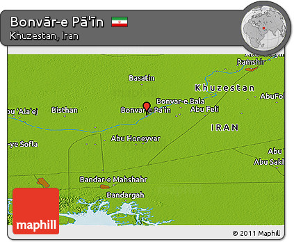 Physical Panoramic Map of Bonvār-e Pā'īn